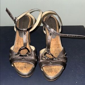 Marc Fisher Metallic Wedge Sandals